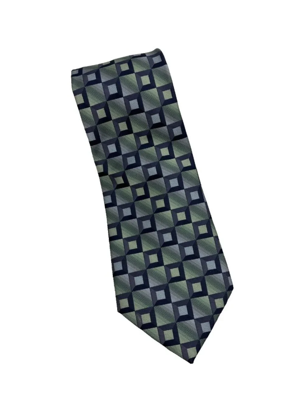 Stafford Mens Tie Silk Blue Green Geometric Pattern Classic Business